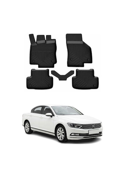 Volkswagen Passat B8 2015-2019 Uyumlu 4d Havuzlu Paspas Kauçuk Siyah 5 Parça