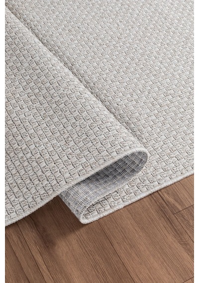Notre Premium Kalite Kaymaz Tabanlı Doğal Yıkanabilir Kilim Oturma Odası Balkon Bahçe Mutfak Kilim-871 Kemik