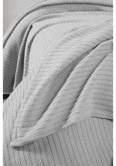 Mulberry Örgü Pike %100 Pamuk Kalın İplik Yumuşak Battal Boy 240 x 260 Gri