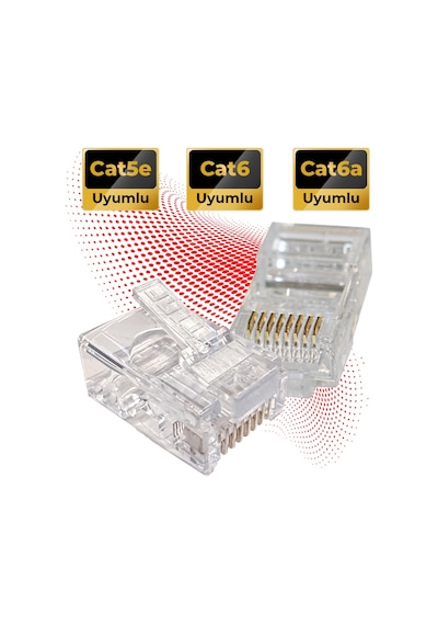 Rj45 Cat5 Cat6 8p8c Konnektör 100 Adet
