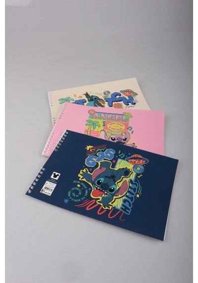 "dekomus Cep Defteri Hediyeli" Yeni Sezon Lisanslı Lılo&stıtch "tekli" Spırallı 17x25 Cm 15 Yaprak Resim Defteri Altın