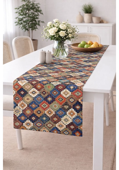 Babyface Kumaş Desenli Dijital Baskı Masa Runner 40x140 Cm Astarlı Desenli 7