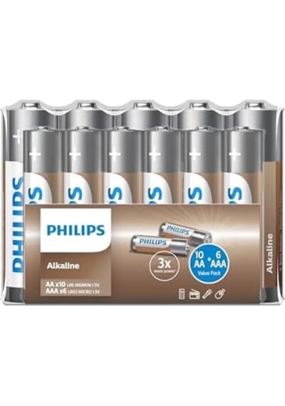 Lr036a16f/10 Alkalin Aa X10 + Aaa X6 Folyo Paket 16 Lı Folyo Paket