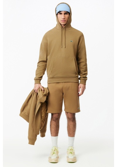 Lacoste Men's Classic Hoodie Sweatshirt Erkek Ayarlanabilir Kapüşonlu Organik Pamuk Sweatshirt Bej