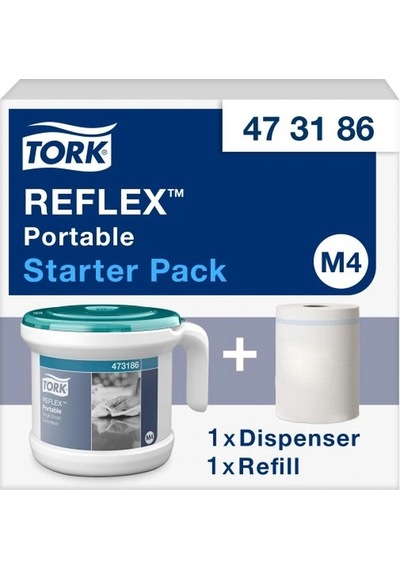 Tork 473186 Reflex İçten Çekmeli Havlu Başlangıç Paketi 1 Dispanser +1 Rulo 300 M Çok Renkli