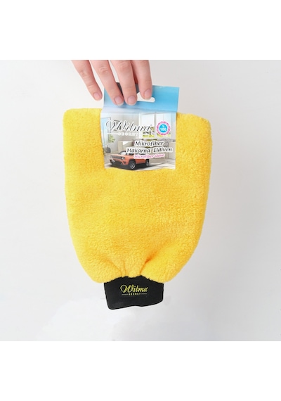 Wilma Secret Mikrofiber Araç Yıkama Eldiveni Sarı Çift Taraflı Ot