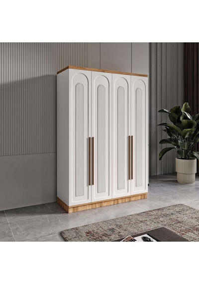 Flora 4 Kapaklı Komple Mdf Gardırop - Elbise Dolabı