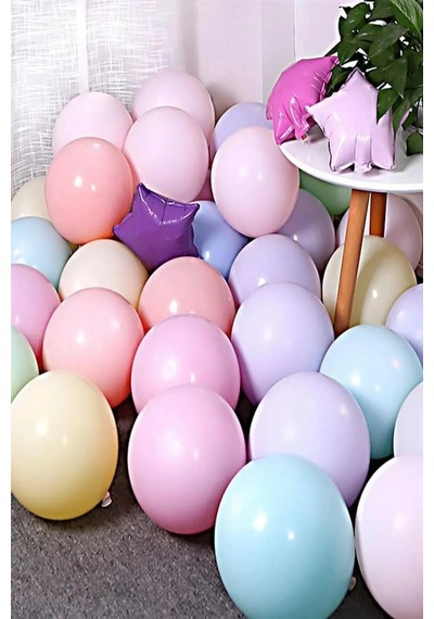 100 Adet Makaron Pastel Karışık Renk Balon
