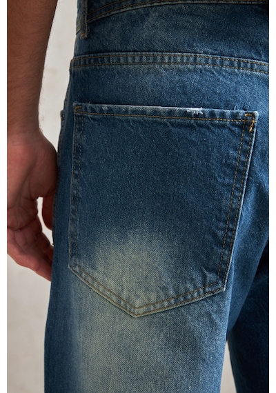 Erkek Ekstra Baggy Jean Pantolon Mavi