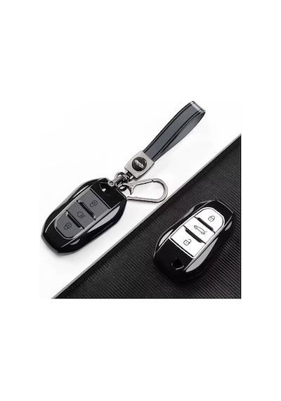 Peugeot 2008 3008 5008 Citroen Smart Anahtar Kılıfı Premium Tpu Yüksek Kalite Kumanda Koruyucu Siyah