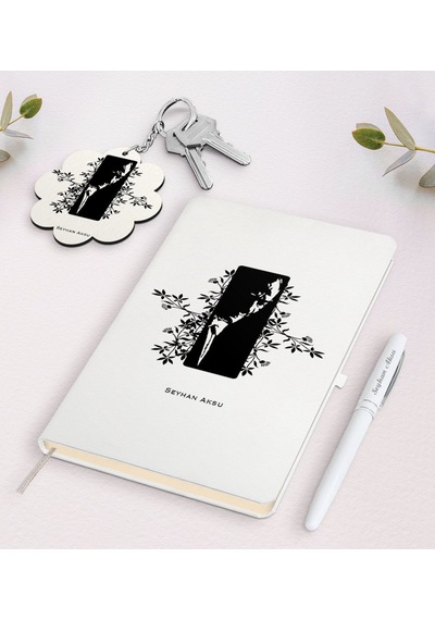 Kişiye Özel Atatürk Temalı Beyaz Defter Kalem Ve Anahtarlık Hediy N11.3467
