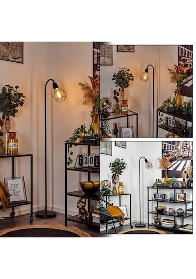 Riolight Retro Siyah Kafes Metal Lambader Köşe Lambası(550610856)