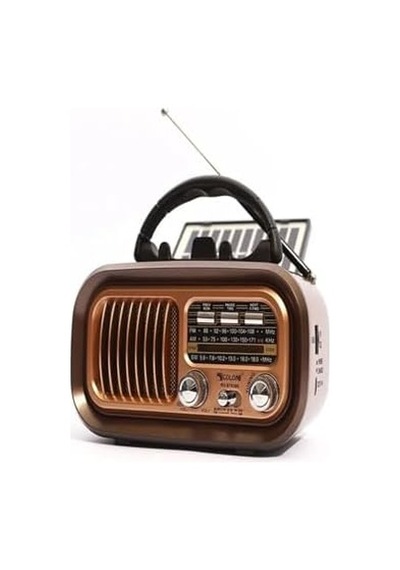 Nostaljik Görünümlü Solar Panelden Şarj Olabilen Telefon Standlı Fm Radyo Bluetooth Hoparlör