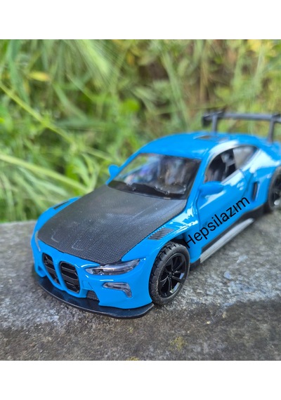 Oyuncak Spor Araba 14 Cm Metal Diecast Model Çek Bırak Açılır Kapı Bmw M4 Gt3 Competition Mavi