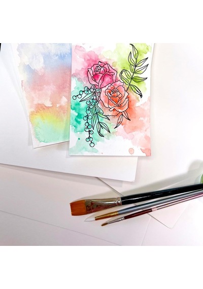 50 Yaprak Suluboya Kağıdı Beyaz Soğuk Pres 300gsm, 9x12