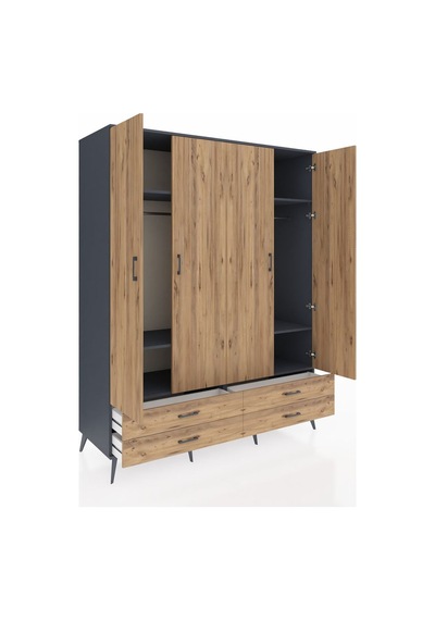 Kronos Gardrop 6 Raflı 4 Çekmeceli 2 Askılı 176x59x221 Antrasit-çam Beyaz Kronos Gardrop 6 Raflı 4 Çekmeceli 2 Askılı 176x59x221 Antrasit-çam Beyaz