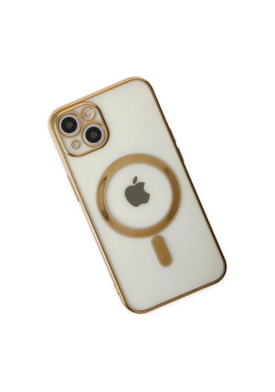 Cosmotex Newface Apple, Uyumlu iPhone 14 Plus Kılıf Magneticsafe Lazer Silikon - Gold