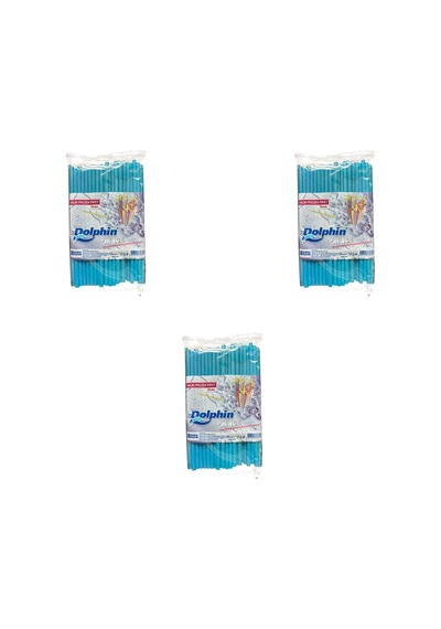 Dolphin Frozen Kalın Kokteyl Buzlu İçecek Pipet - Düz - Turkuaz - 22cm. - 8mm. -100 Adetlik 3 Paket Turkuaz