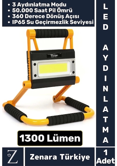 Premium Uzun Ömürlü Kamp Avcı Deprem 3 Modlu 360 Derece Döner Şarjlı 1300 Lümen Led Aydınlatma