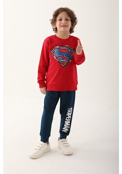 SuperMan L1623-3 Çocuk  Kırmızı Eşofman Takımı