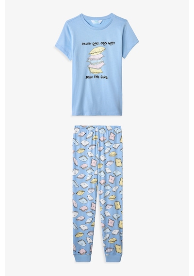 Penti Mavi Kız Çocuk Pillow Pamuklu Pijama Takımı