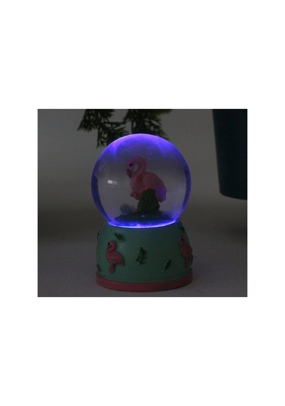 Hediyelik Led Işıklı Flamingo Figürlü Cam Küre