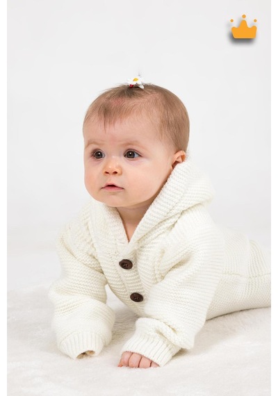 Babyhola Triko İçi Velsoft Kışlık Kalın Kız Erkek Bebek Tulum Gül Kurusu 2809 Bej