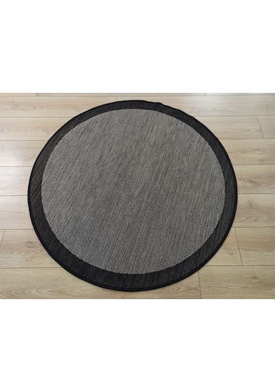 Çam Halı Sisal 9715 Gri / Siyah Bordürlü Jüt Sisal Kilim