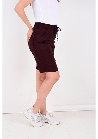 Black Steel Kadın Gabardin Şort-7100 Haki