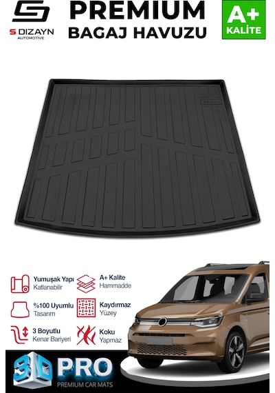 S-dizayn Vw Caddy 3d Pro Bagaj Havuzu 2020 Üzeri A+ Kalite