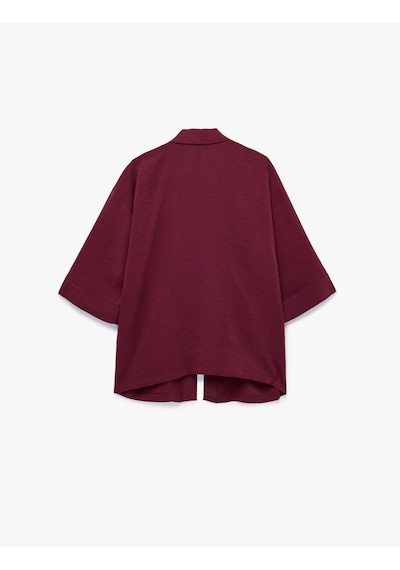 Koton Modal Kumaş Şal Yaka Cepli Uzun Kollu Kimono Ceket Bordo 6sak50042ew