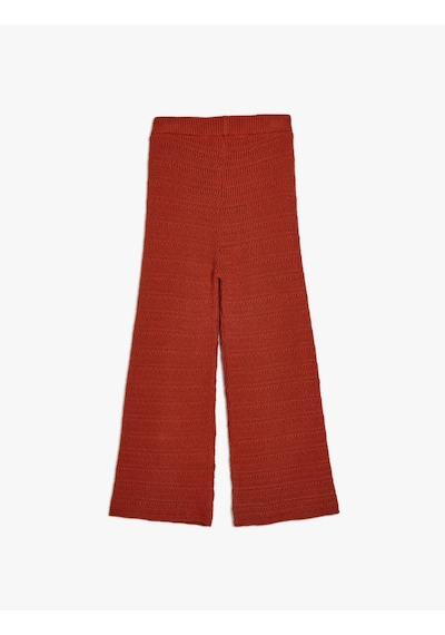 Koton Basic Bol Paça Pantolon Beli Lastikli Pamuk Karışımlı Kiremit 5skg40002ht Kiremit