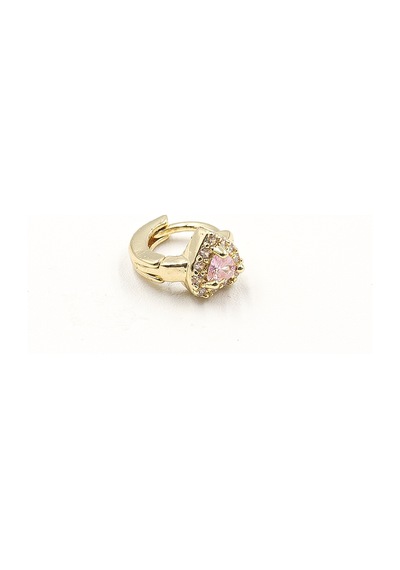 Kalp Model Pembe Zirkon Taşlı Halka Tragus Piercing - Gold Anti Alerjik Çok Renkli