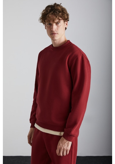 Grimelange Travıs Erkek Organik Kumaşlı Yumuşacık Regular Fit Yuvarlak Yakalı Bordo Sweatshirt Bordo