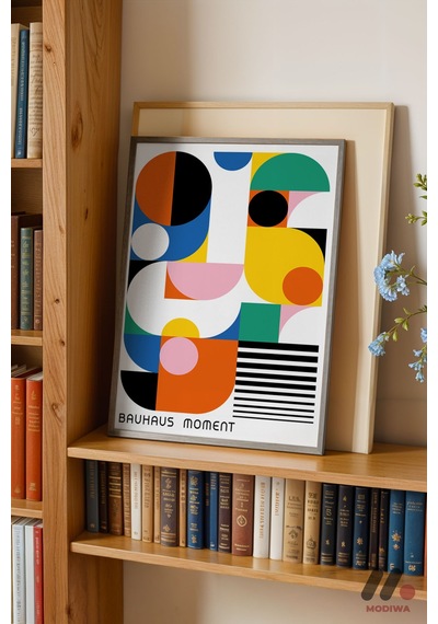 Bauhaus Moment Geometrik Poster, Siyah Çerçeveli Duvar Tablosu - Modern Ev Dekorasyonu