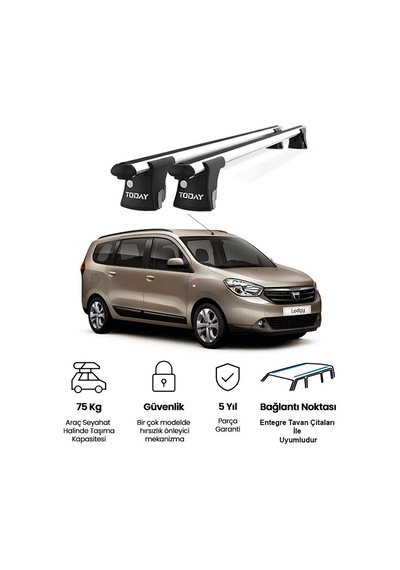 Trio-ıı Dacia Lodgy 2012 Ve Sonrası Uyumlu Kilitli Ara Atkı 135cm Port Bagaj Tavan Barı