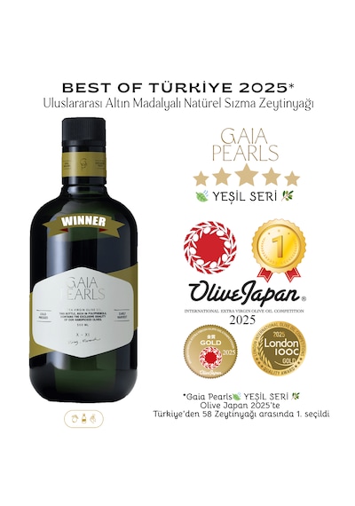 Gaia Pearls Milas Memecik Erken Hasat Soğuk Sıkım Zeytinyağı 250 ML