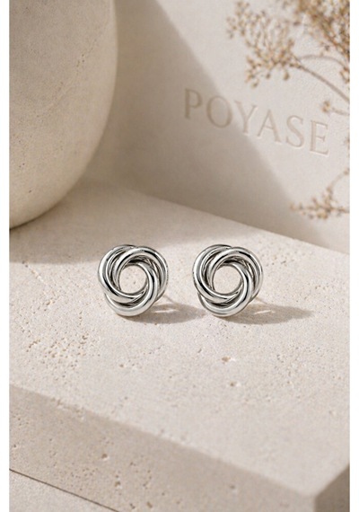 Spiral Düğüm Küpe Altın Gümüş Renk Minimal Şık Günlük Kullanım 1. 06626427
