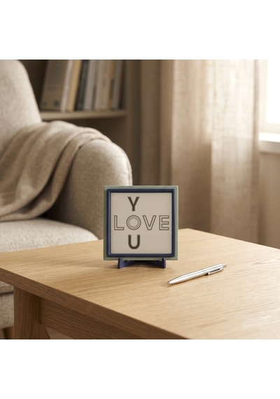 Minimalist Love You Yazılı Dekoratif Parça, Çalışma Masanız İçin Modern Ve Sempatik Detay 10x10 Cm