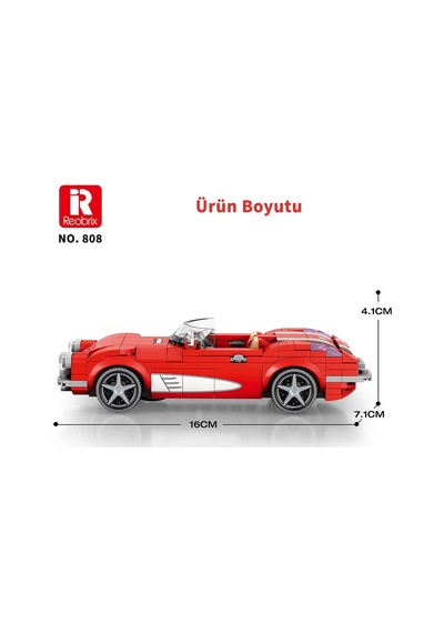 Reobrix Creator 808 Chevrolet Corvette C1 Spor Araba Yaratıcı Yapı Blok Seti Building Blocks - 311 Parça