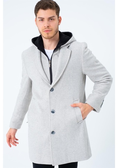 Plt8395 Dewberry Battal Palto-Desenli Bej-Desenli Bej