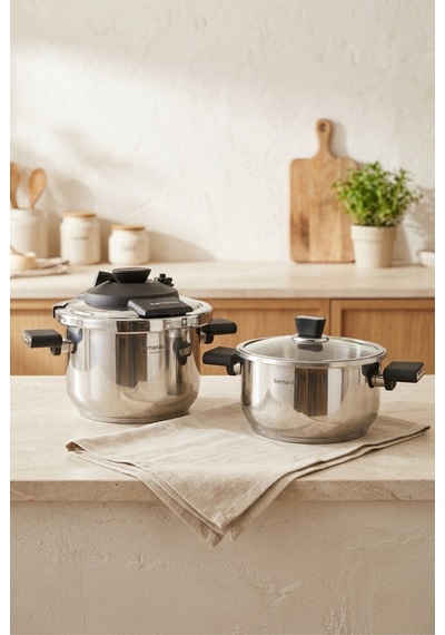 Bernardo Smart Cook 2'li 4-6l İndüksiyon Tabanlı Düdüklü Tencere Seti Siyah Inox