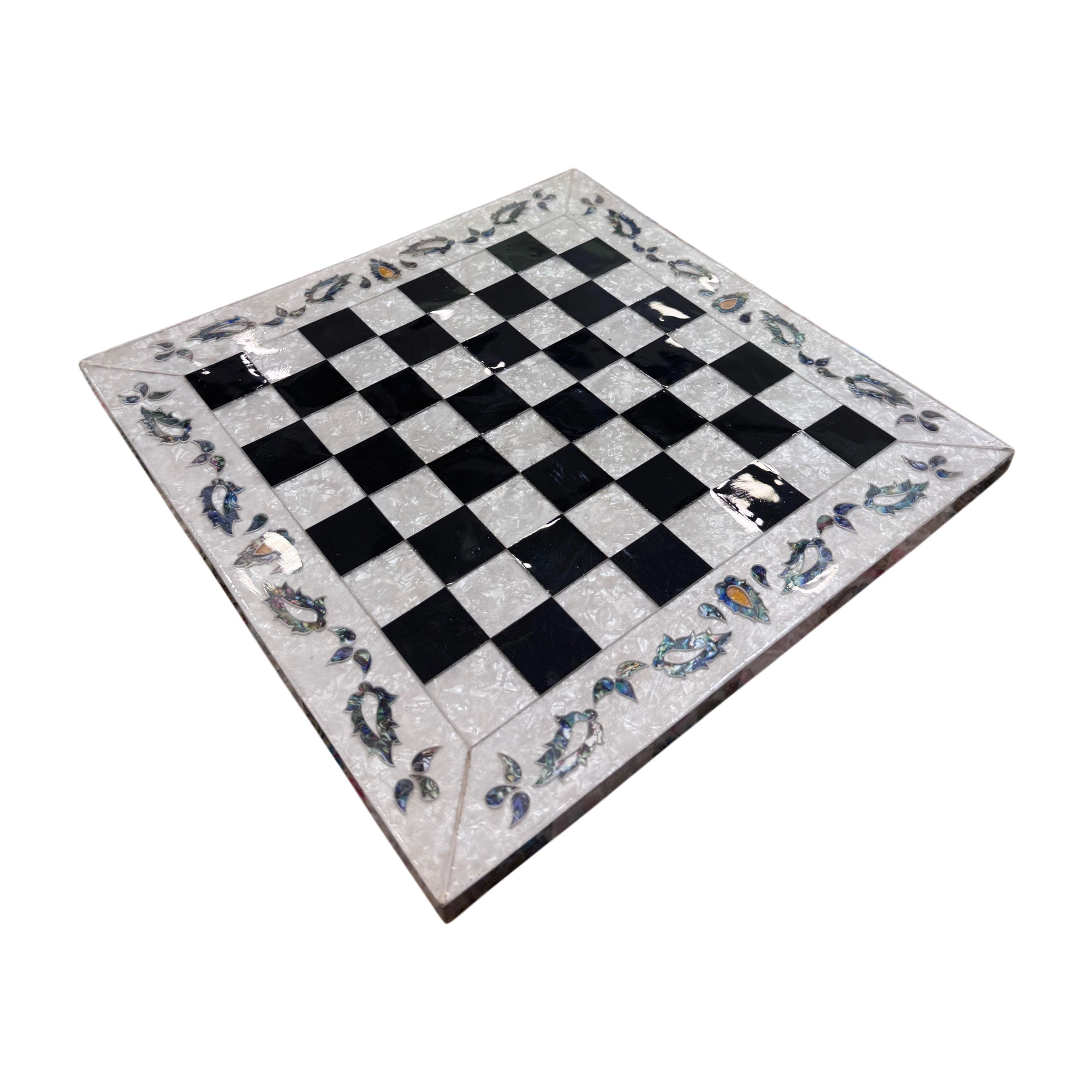 Mısır Sadaf Tarzlı İşlemeli Satranç Takımı - 35x35 Cm