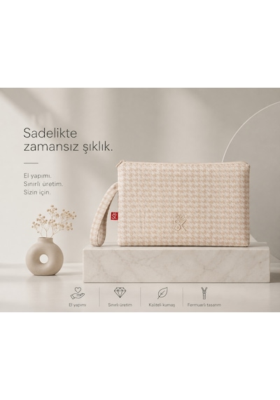 Sellhubx El Yapımı Desenli Kadın Bilek Çantası, Fermuarlı Astarlı Kumaş Portföy Çanta, İç Cepli 24 18 Cm Krem - Beyaz Sellhubx El Yapımı Desenli Kadın Bilek Çantası, Fermuarlı Astarlı Kumaş Portföy Çanta, İç Cepli 24 18 Cm Krem - Beyaz