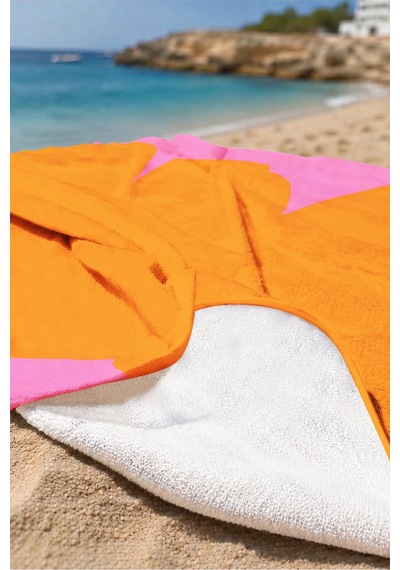 Soyut Renk Bloklu Plaj Havlusu-minimalist Pembe Turuncu Havuz Deniz Banyo Hızlı Kuruyan Sahil Örtüsü Sisli Kanyon