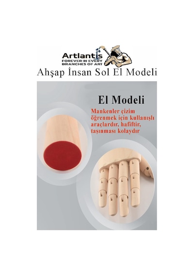 Ahşap Sağ El Modeli 25 Cm 1 Adet Sağ El Maketi Bayan Ahşap Manken Sağ El Parmak Model Hareketli Esnek Eskiz Çizim Boyama