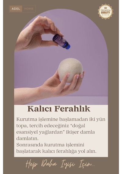 %100 Yün Kurutma Topları 6'lı Paket + Keten Saklama Torbası