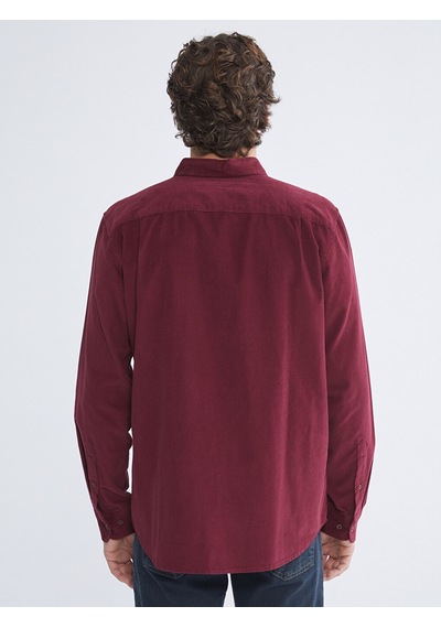 Lcwaıkıkı Classic Bordo Regular Fit Uzun Kollu Kadife Erkek Gömlek