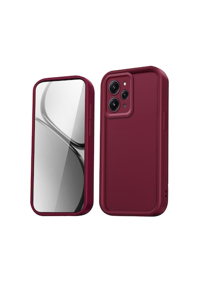 Fibaks Redmi 13 4G Uyumlu Kılıf Kamera Korumalı Yumuşak Dokulu Darbe Emici Bordo Silikon Kapak