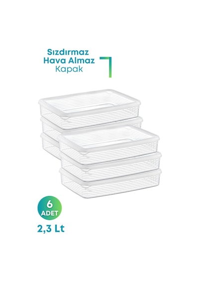 Grimorlife 6 Adet Derin Dondurucu Buzluk Saklama Kabı Seti 2,3 Lt Şeffaf- Buzdolabı Düzenleyici -dipfriz Diğer